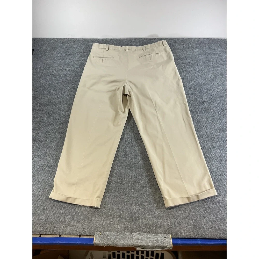 Eddie Bauer Khaki Pants Mens 40W Relaxed Fit Comfort Waist 100% Cotton Tan Casua